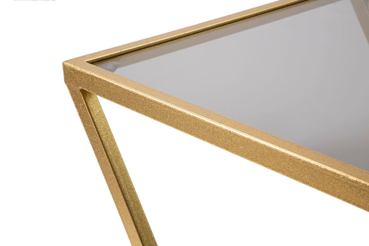 Juego de 2 mesas auxiliares geométricas con base de metal dorado – Z Design