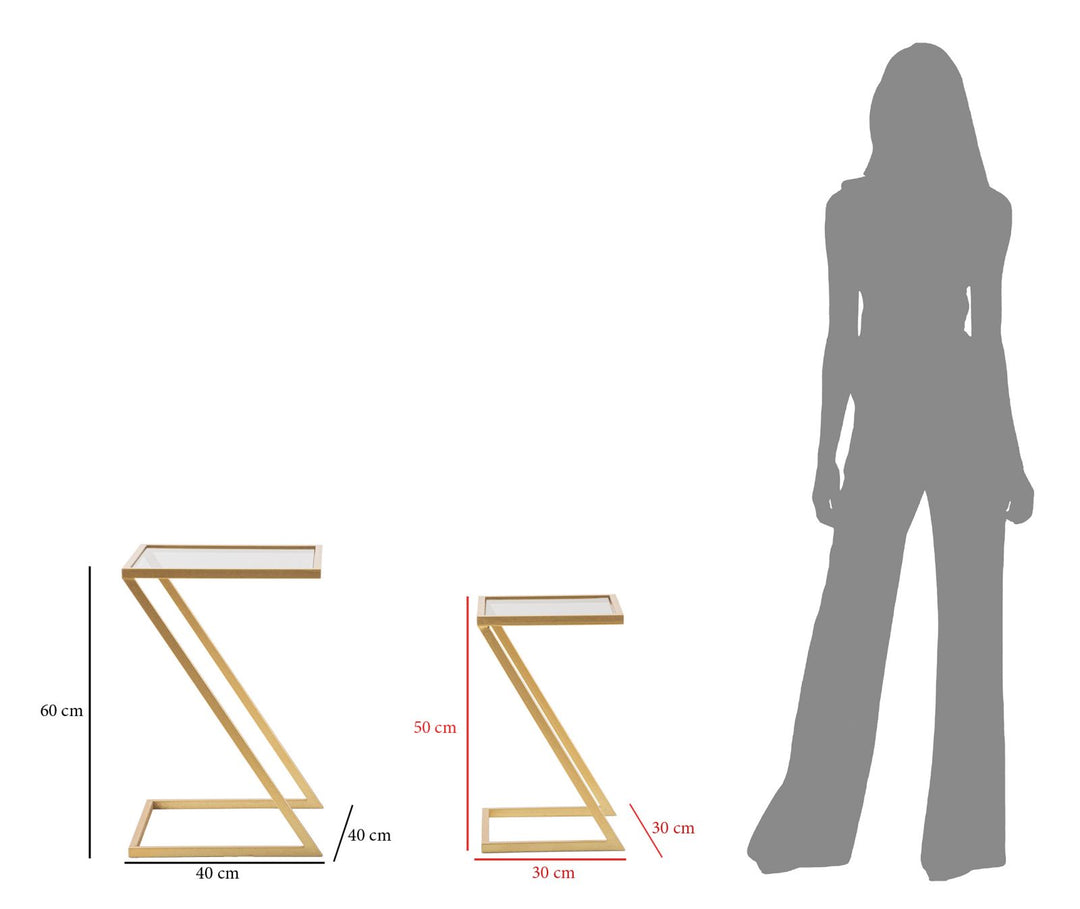 Juego de 2 mesas auxiliares geométricas con base de metal dorado – Z Design