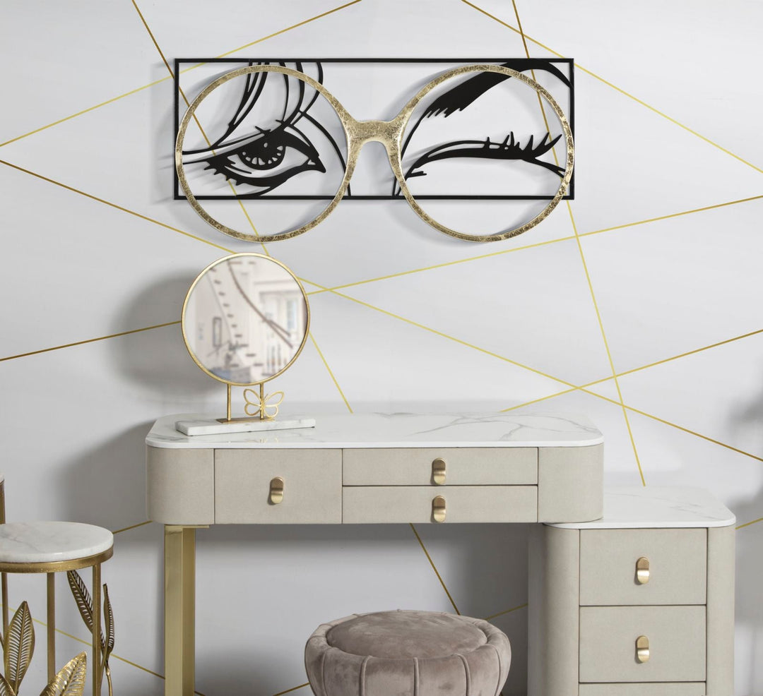 Decoración de pared Gafas de mujer de metal granulado