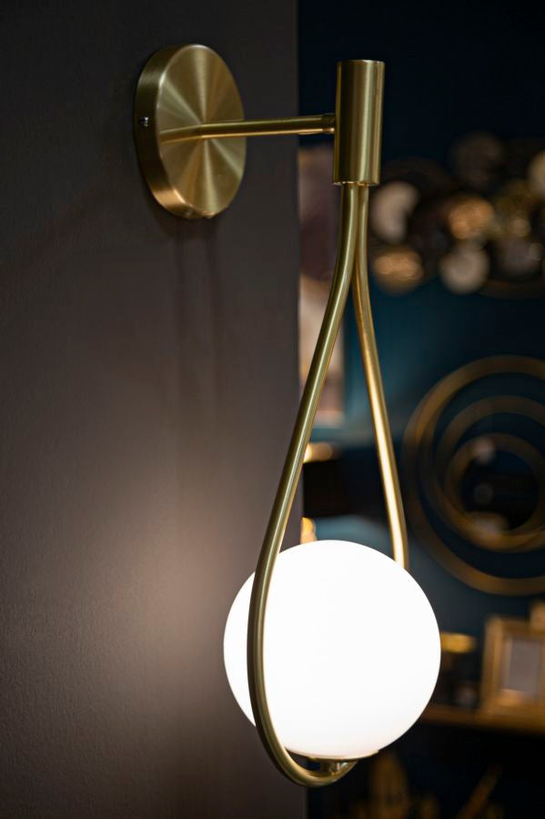 Lámpara de Pared de Metal Dorado en Forma de Gota
