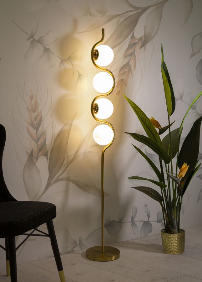 Lámpara de Pie de Metal Dorado con 4 Quemadores