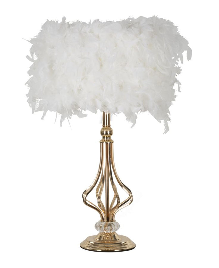 Lámpara de mesa de plumas blanca con base decorativa – Tarty diseño
