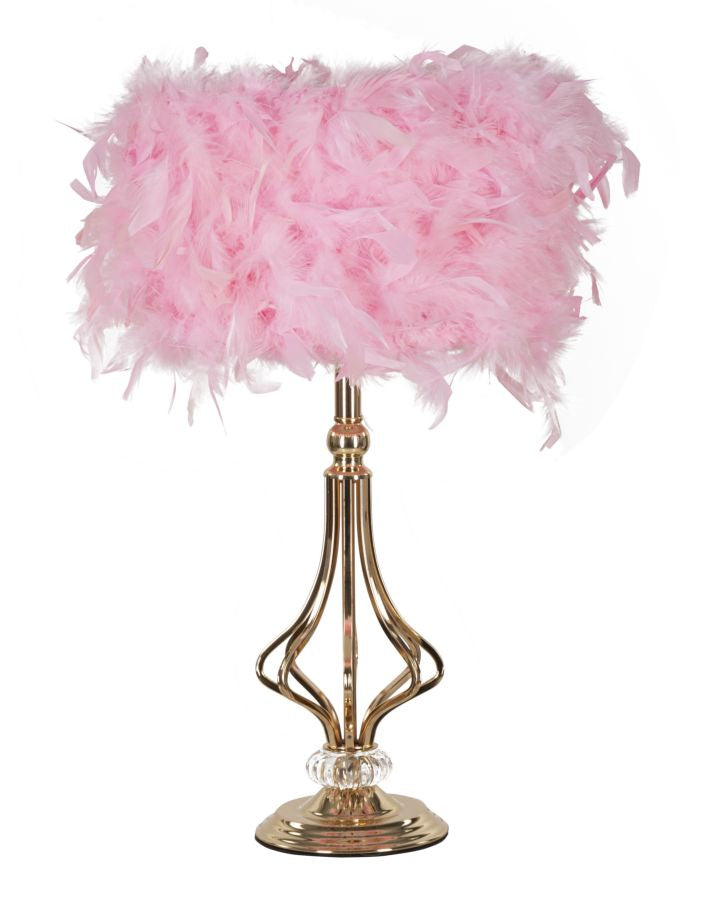 Lámpara de mesa de plumas rosa con base decorativa – Tarty Collection