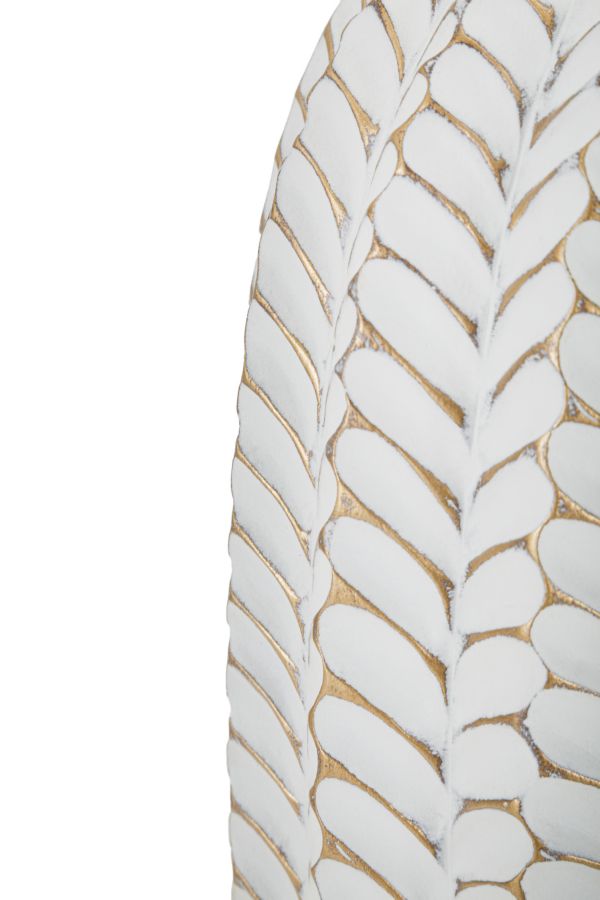 Lámpara de mesa de cerámica blanca con pantalla de tela – Leaf Collection