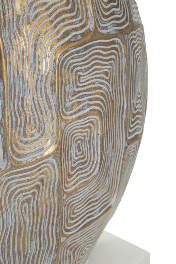 Lámpara de mesa de tela beige con base texturizada – Eclips diseño moderno