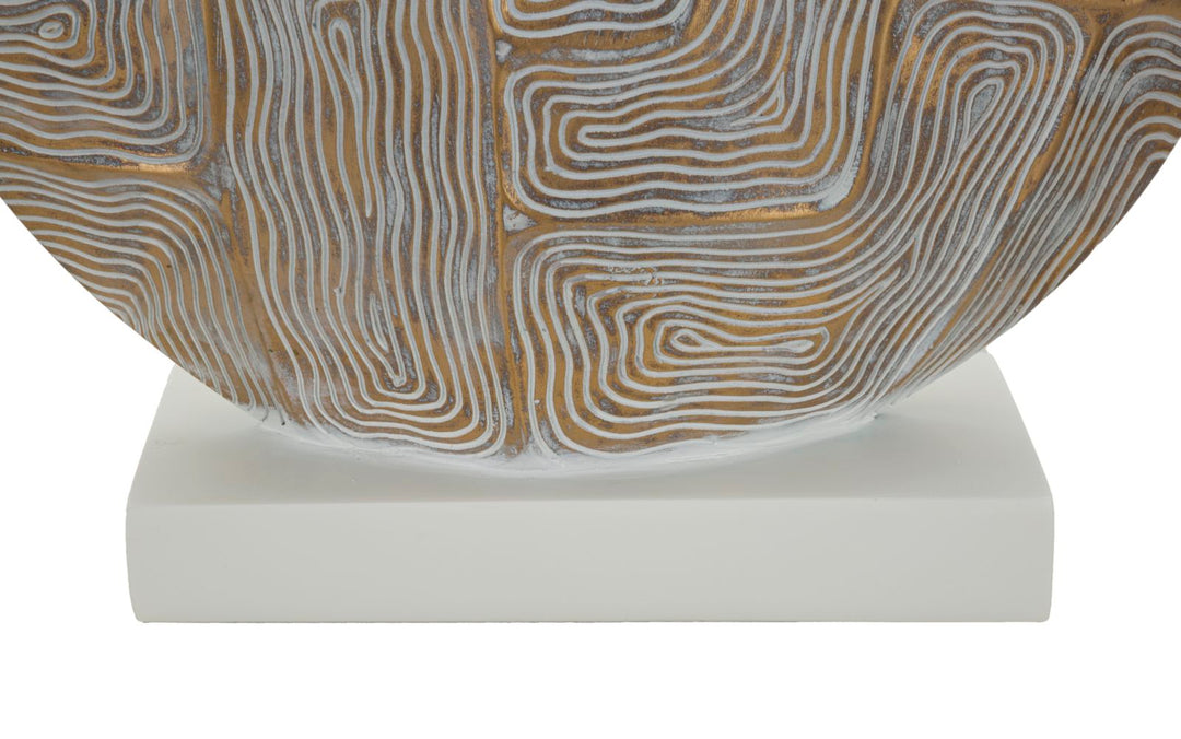 Lámpara de mesa de tela beige con base texturizada – Eclips diseño moderno