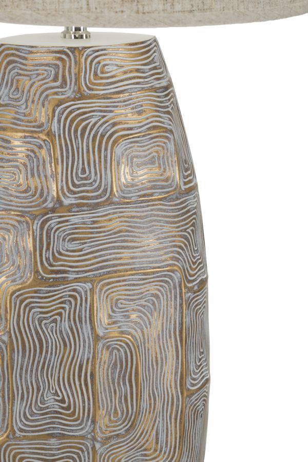 Lámpara de mesa alta de tela beige con base texturizada – Eclips Tower