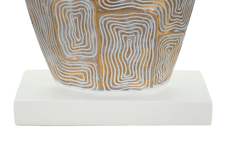 Lámpara de mesa alta de tela beige con base texturizada – Eclips Tower