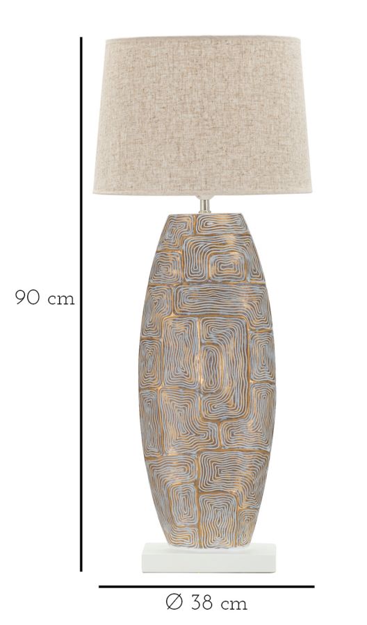 Lámpara de mesa alta de tela beige con base texturizada – Eclips Tower