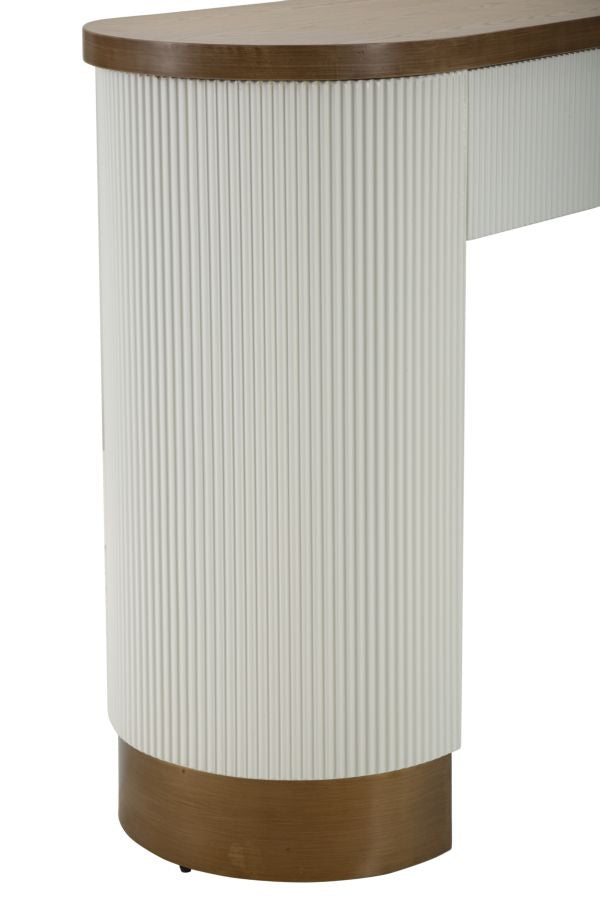 Mesa consola blanca con detalles de madera – Tolosa recibidor moderno