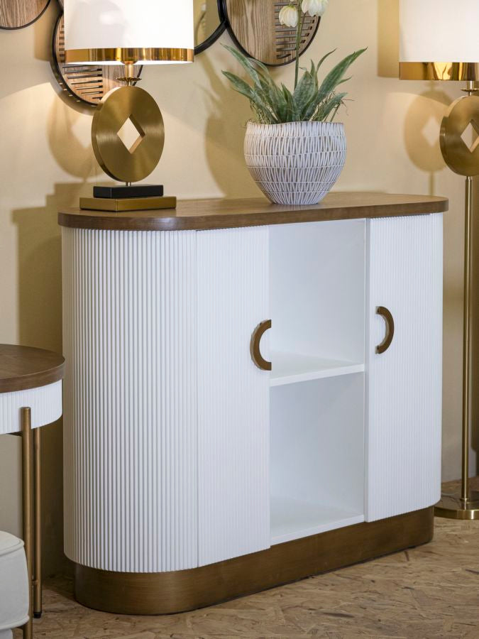 Armario blanco con detalles de madera – Tolosa mueble de almacenaje