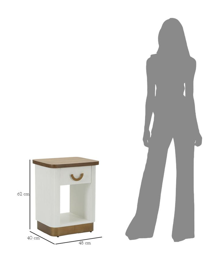 Mesita de noche blanca con cajón – Tolosa