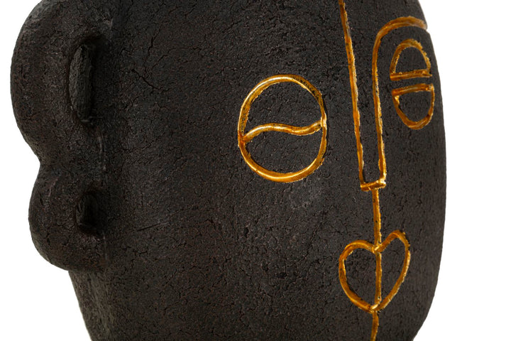 Lámpara de mesa marrón estilo tribal con base decorativa – Acento moderno