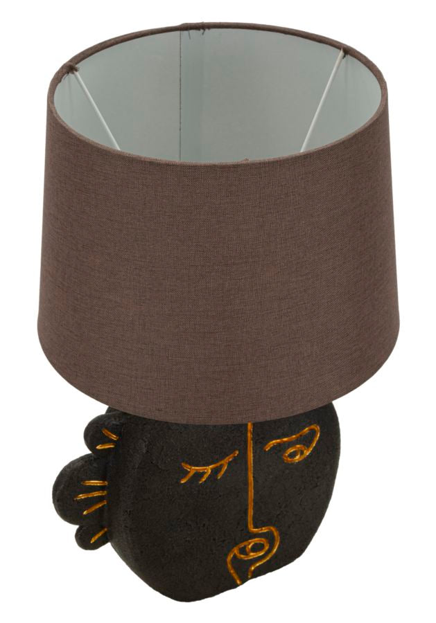 Lámpara de mesa marrón estilo tribal con pantalla de tela – Diseño contemporáneo