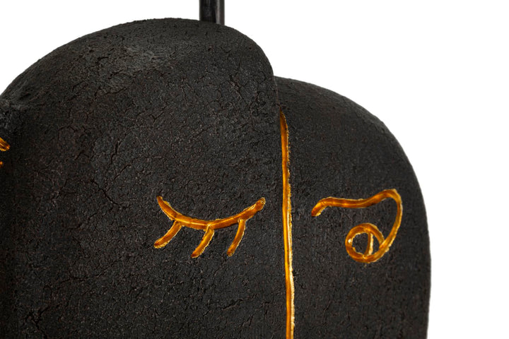 Lámpara de mesa marrón estilo tribal con pantalla de tela – Diseño contemporáneo