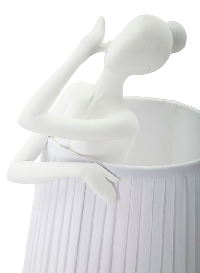 Lámpara de mesa escultura ballet blanca con pantalla de tela – Acento artístico