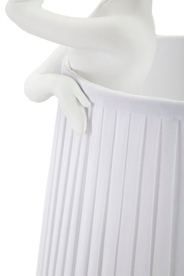 Lámpara de mesa escultura ballet blanca con pantalla de tela – Acento artístico