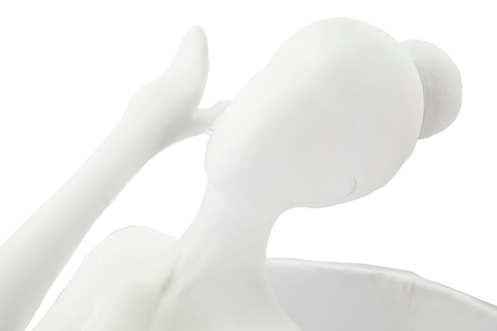 Lámpara de mesa escultura ballet blanca con pantalla de tela – Acento artístico