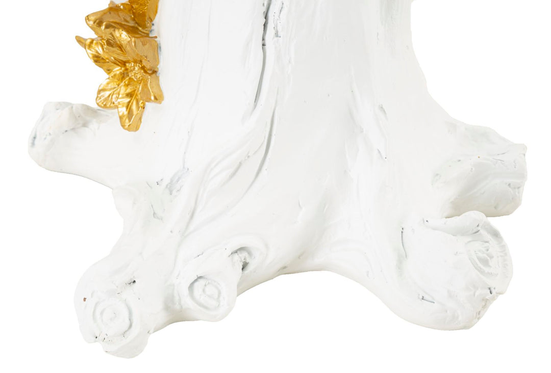 Lámpara de mesa escultura loro dorado con pantalla de tela – Diseño exótico