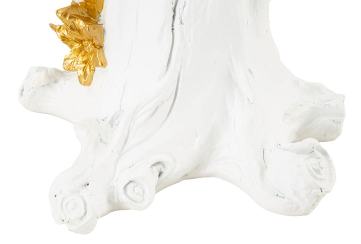 Lámpara de mesa escultura loro dorado con pantalla de tela – Diseño exótico