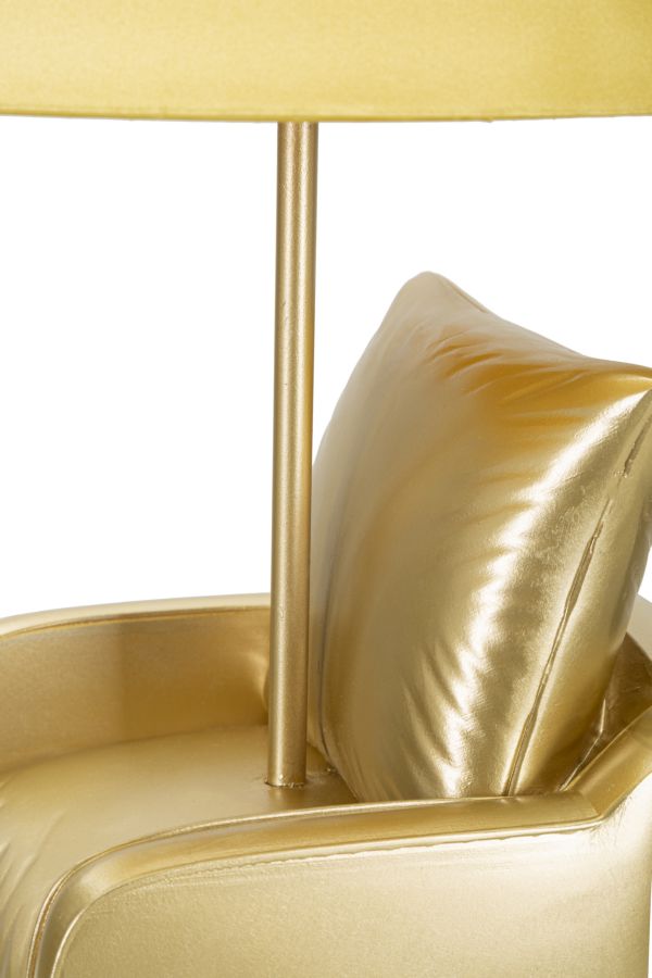 Lámpara de mesa amarilla estilo mid-century con pantalla de tela – Acento retro