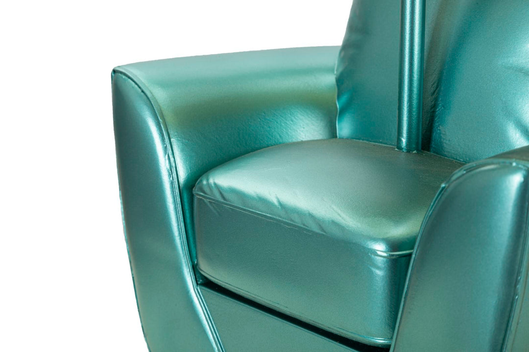 Lámpara de mesa turquesa estilo mid-century con pantalla de tela