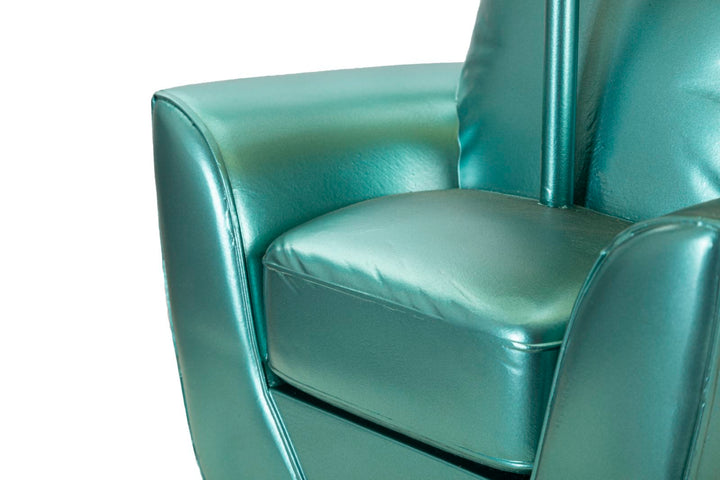 Lámpara de mesa turquesa estilo mid-century con pantalla de tela