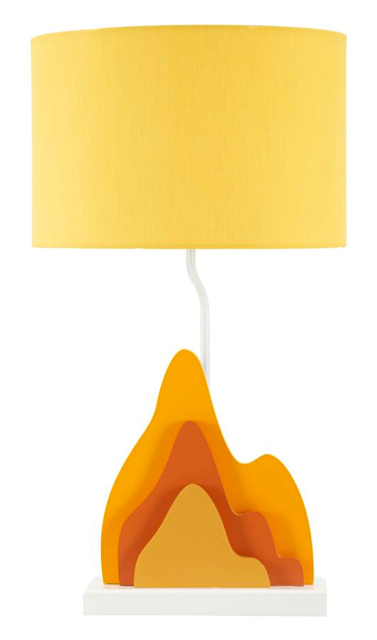 Lámpara de mesa amarilla moderna con pantalla de tela – Color Collection