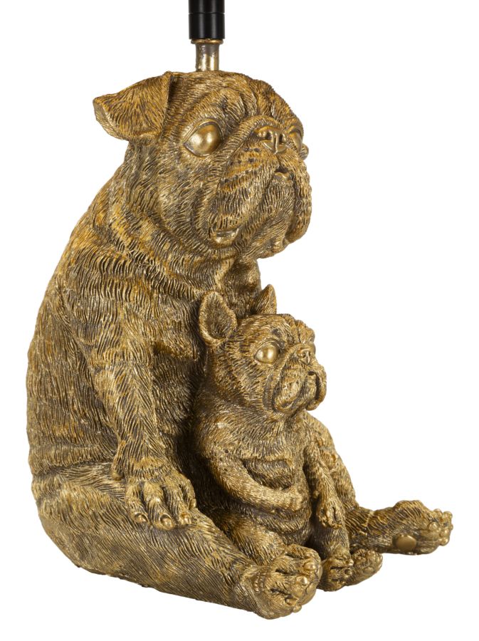 Lámpara de mesa escultura perro marrón con pantalla negra – Diseño decorativo