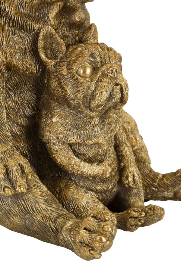 Lámpara de mesa escultura perro marrón con pantalla negra – Diseño decorativo