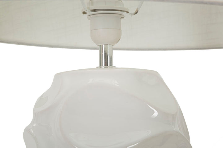 Lámpara de pie blanca texturizada con pantalla de tela – Warsaw diseño moderno