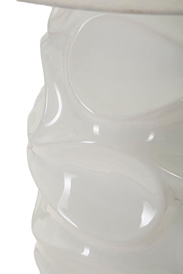 Lámpara de pie blanca texturizada con pantalla de tela – Warsaw diseño moderno