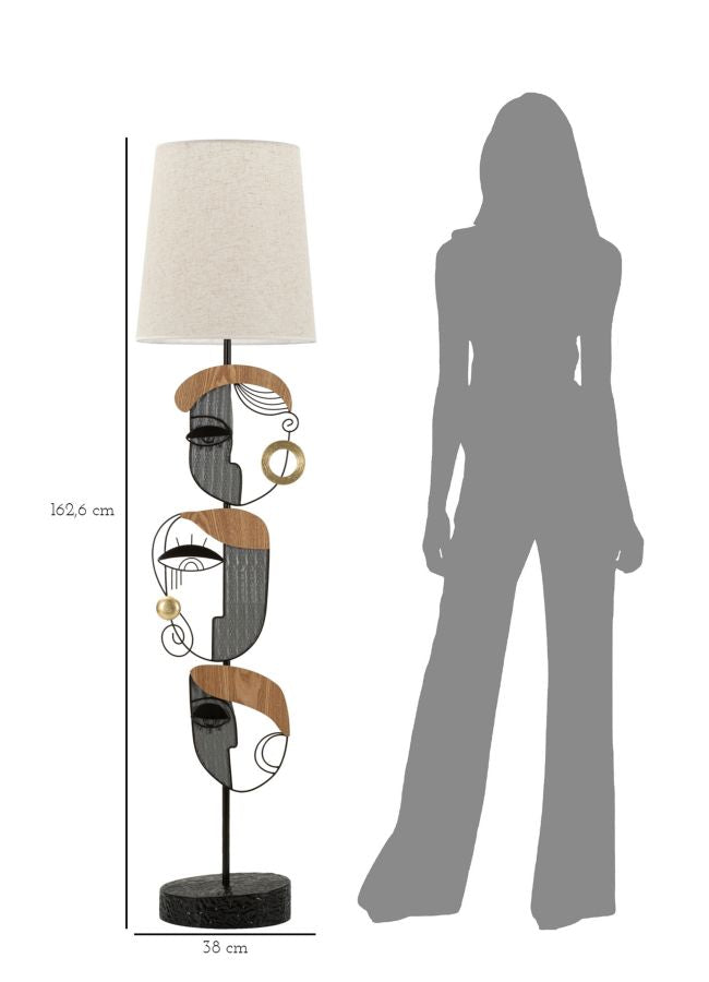 Lámpara de mesa escultura plateada con pantalla de tela – Picassy diseño