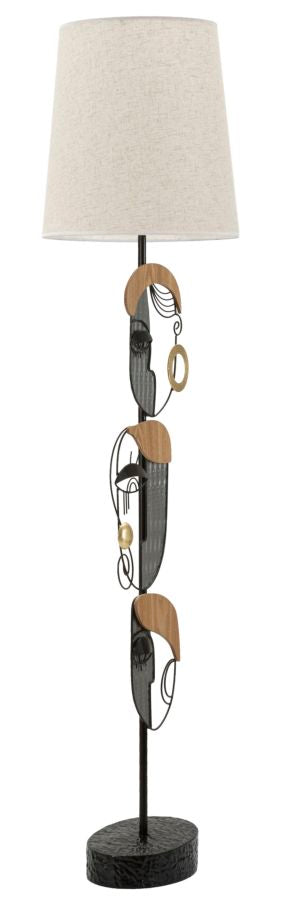 Lámpara de mesa escultura plateada con pantalla de tela – Picassy diseño