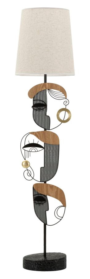 Lámpara de mesa escultura plateada con pantalla de tela – Picassy diseño