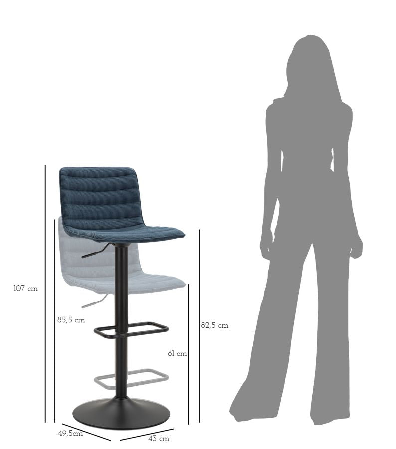 Taburete de bar azul marino ajustable con elevación – High Collection