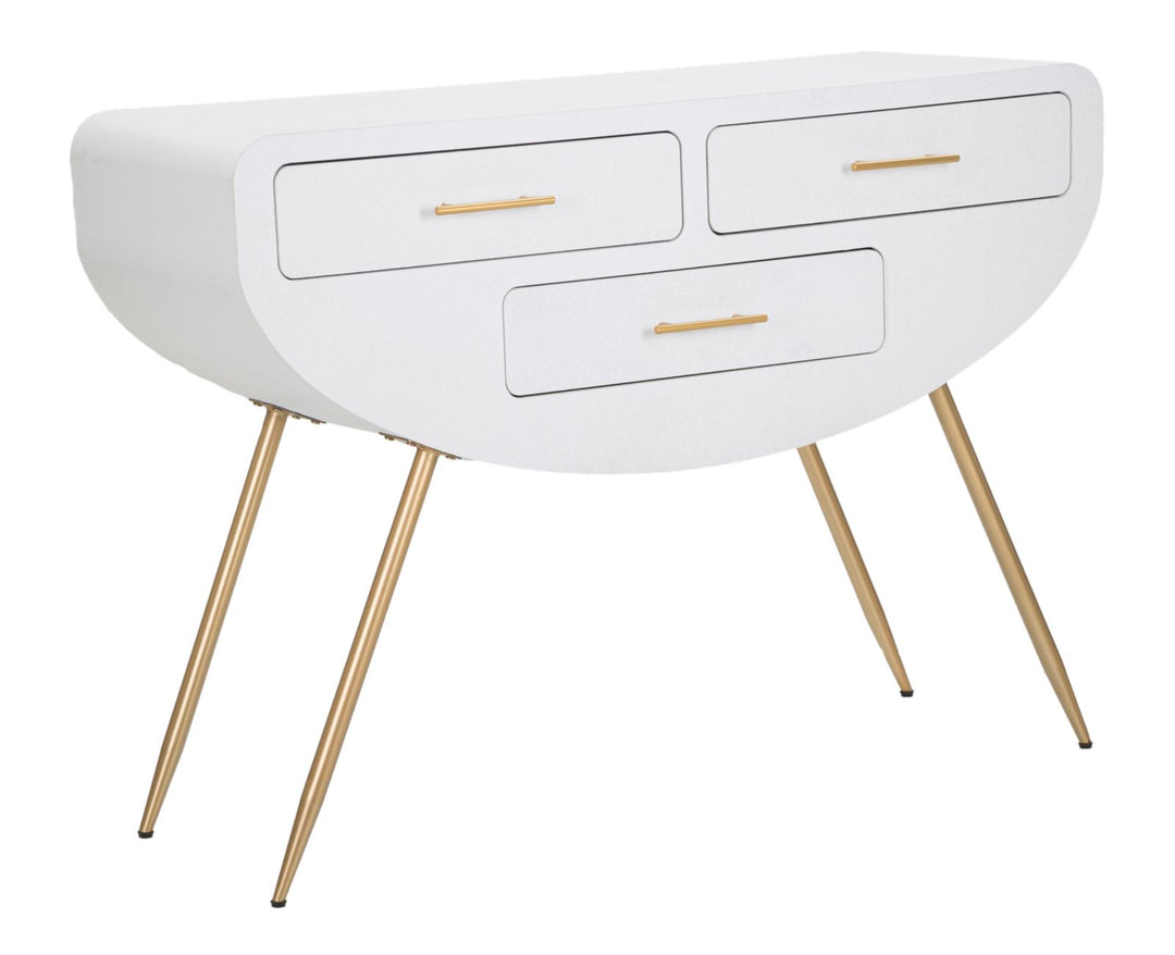 Mesa consola blanca con patas de madera – Venus recibidor moderno
