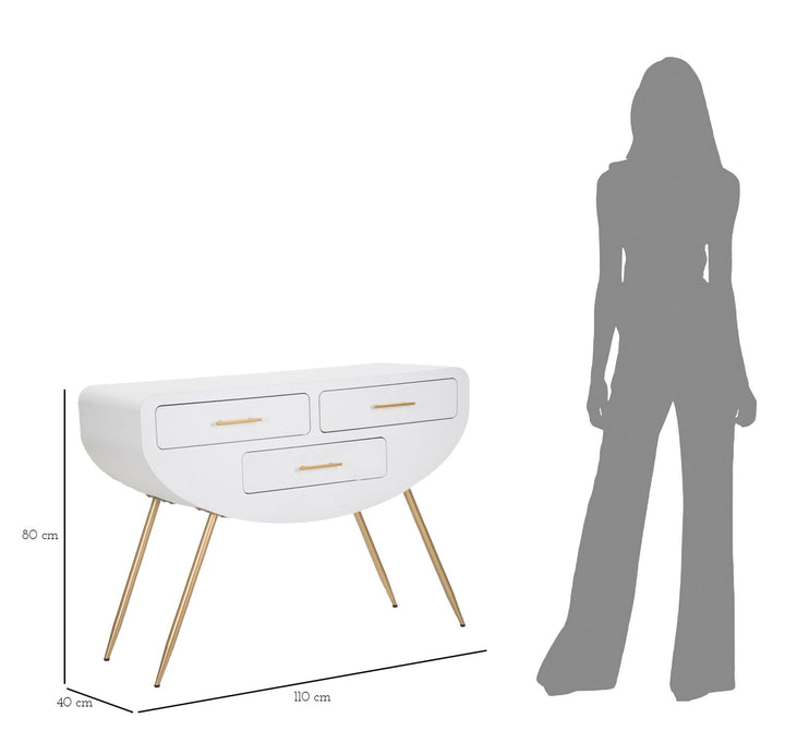 Mesa consola blanca con patas de madera – Venus recibidor moderno