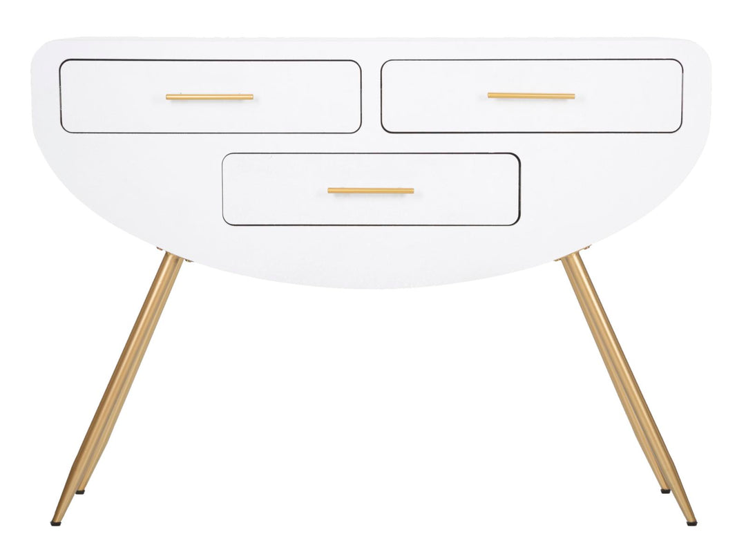 Mesa consola blanca con patas de madera – Venus recibidor moderno