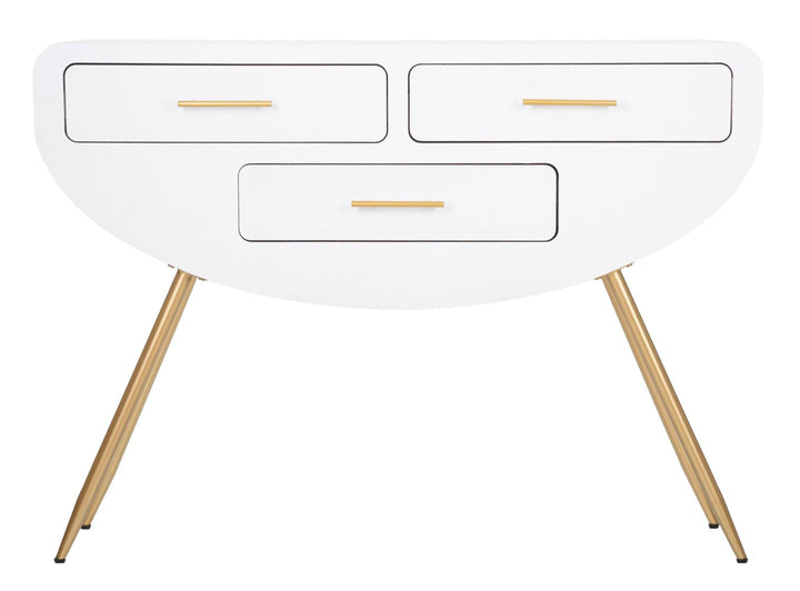Mesa consola blanca con patas de madera – Venus recibidor moderno
