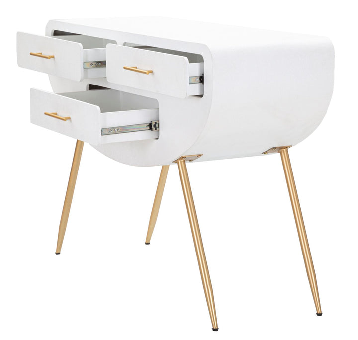Mesa consola blanca con patas de madera – Venus recibidor moderno