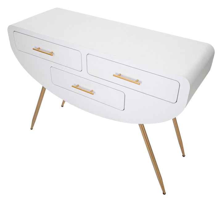 Mesa consola blanca con patas de madera – Venus recibidor moderno