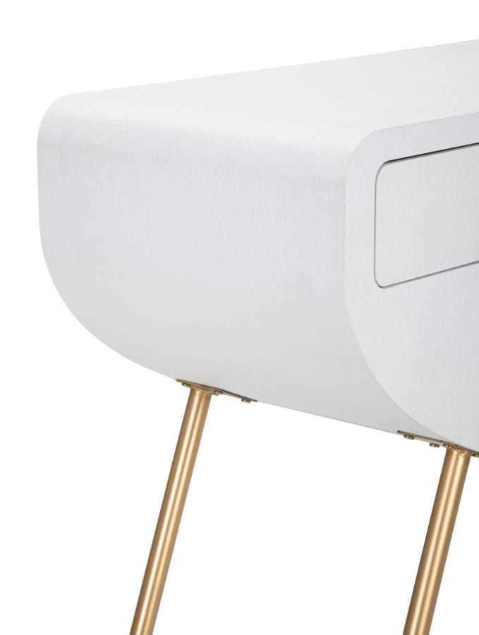 Mesa consola blanca con patas de madera – Venus recibidor moderno