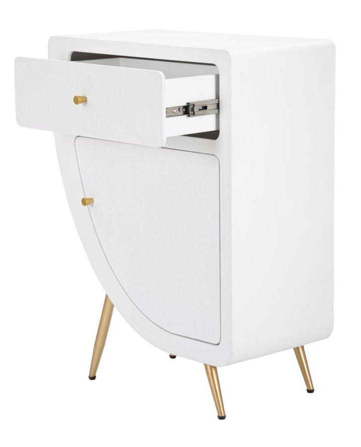 Mesita de noche alta blanca con cajón – Venus
