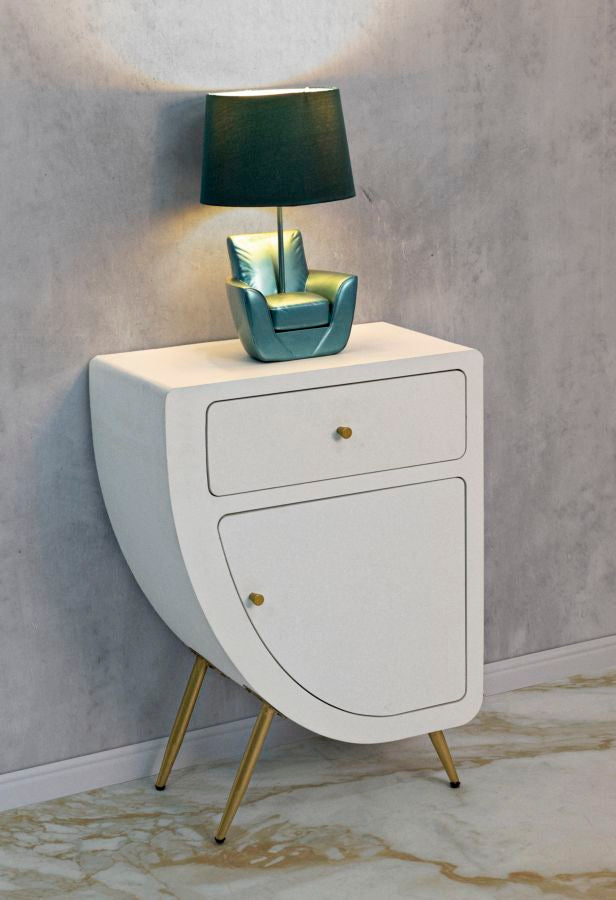 Mesita de noche alta blanca con cajón – Venus