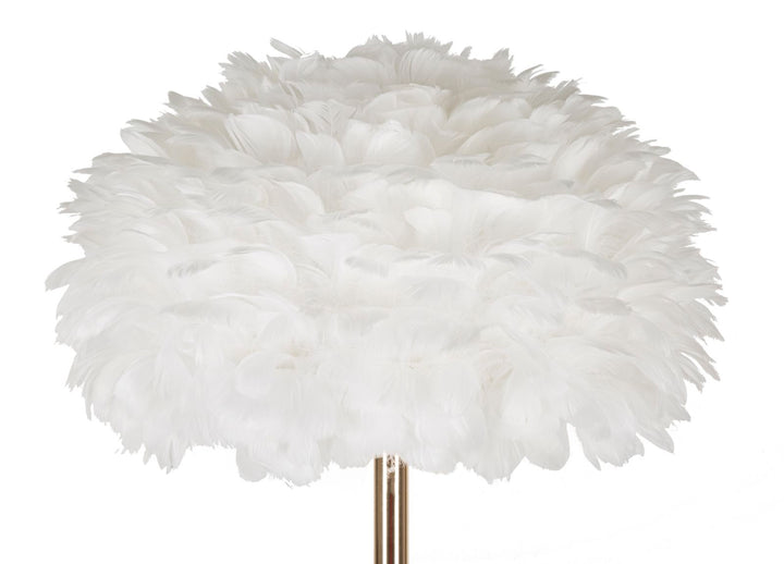 Lámpara de pie delgada blanca con pantalla de plumas – Feathers Collection