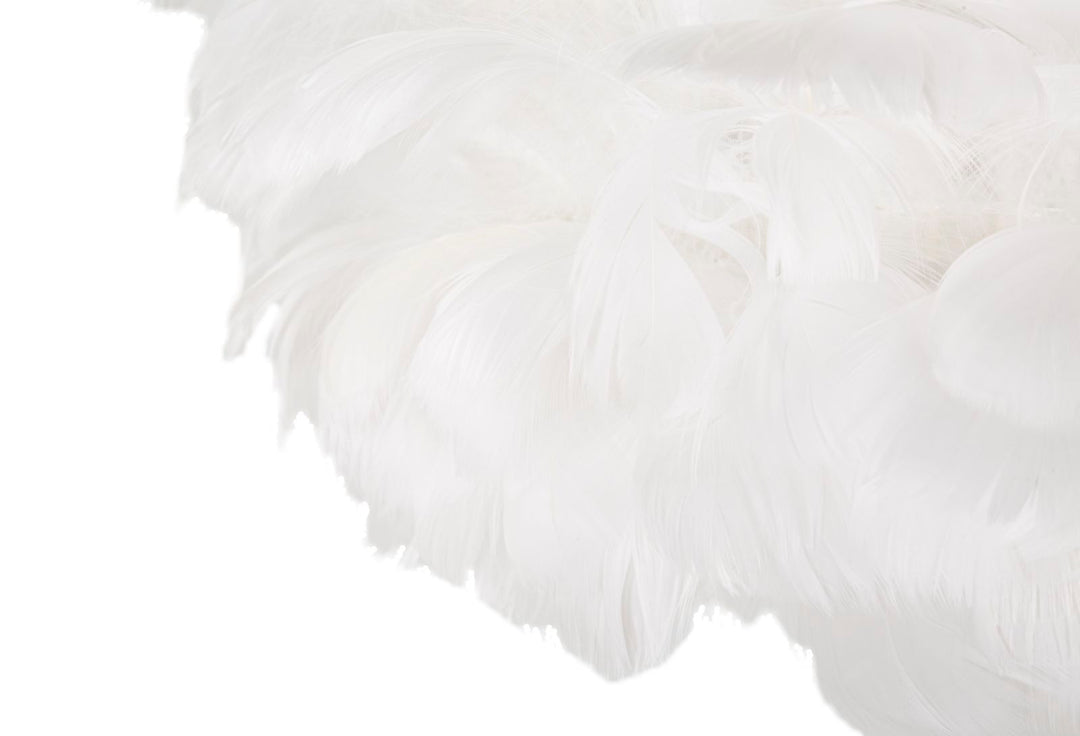 Lámpara de pie delgada blanca con pantalla de plumas – Feathers Collection