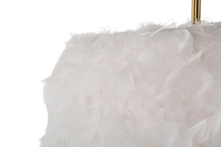 Lámpara de pie semi arco dorada con pantalla blanca – Diseño moderno y elegante