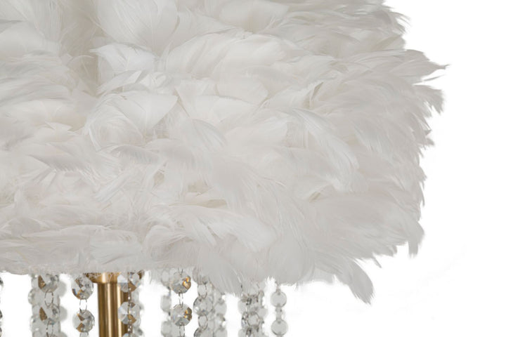 Lámpara de pie estilo cristal blanca con pantalla de tela – Diamon Collection