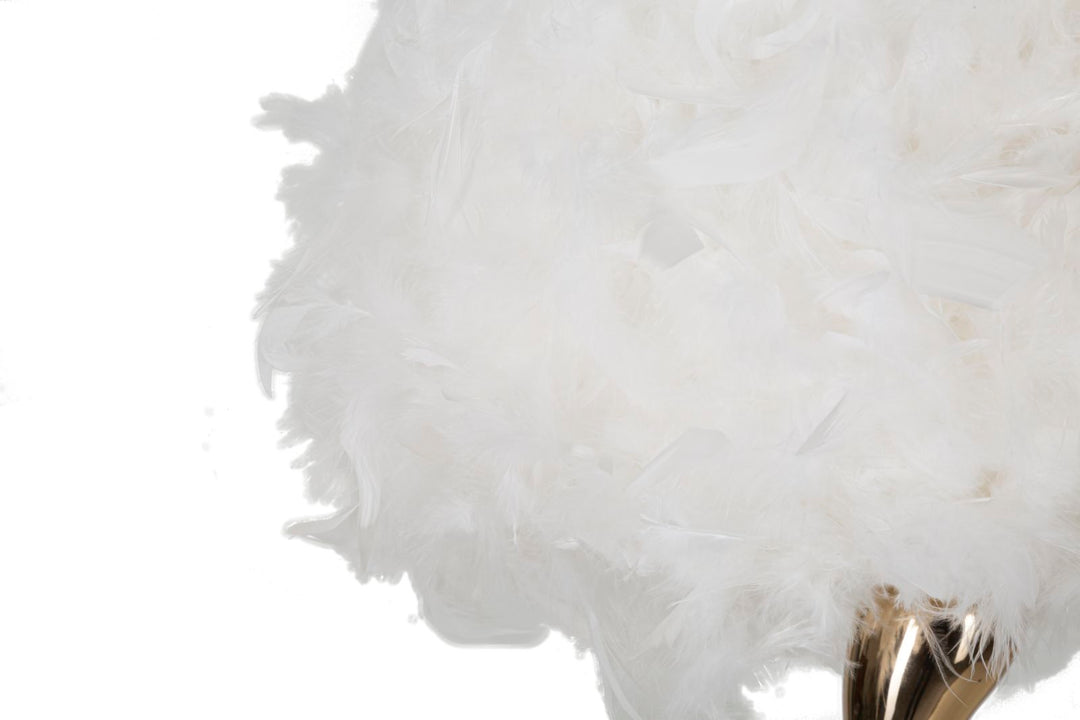 Lámpara de mesa de plumas blanca con base dorada – Cart Collection
